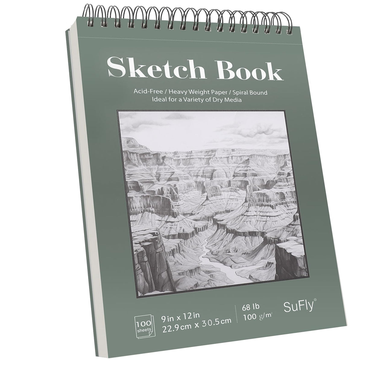 SuFly Sketch Book 9x12, Drawing Paper Pad,100 Sheets, Top Spiral Sketch Pad, 68lb/100gsm Sketchbook for Kids, Art Supplies for Adults, White. SuFly