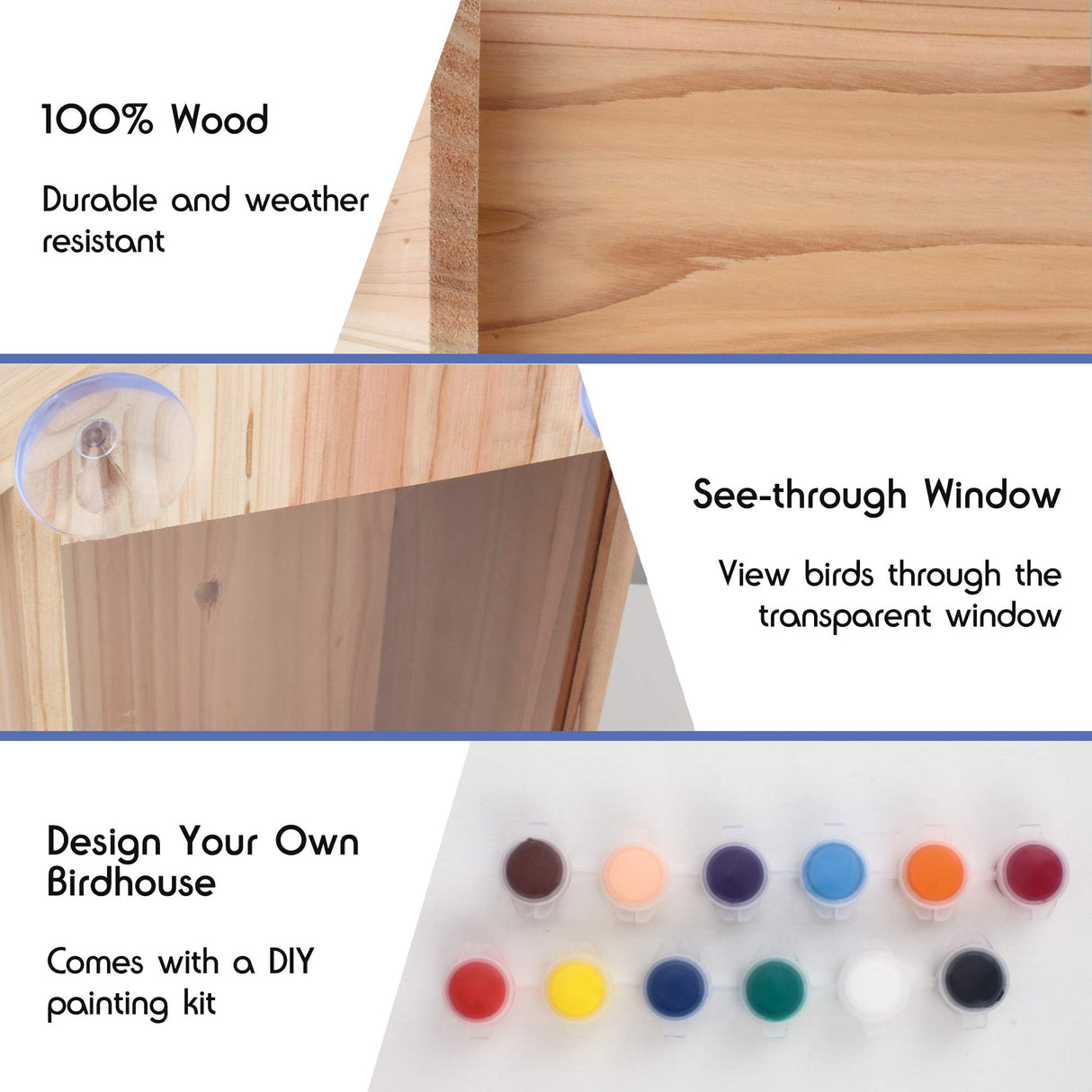 Window Bird House with Paint Kit Window Birdhouse Spy Birdhouse with Strong Suction Cups See Through Birdhouse for Kids My Spy Clear Birdhouse, Clear Birdhouse, Bird Nest, Craft Nuts for Nature Outdoor Animal Products