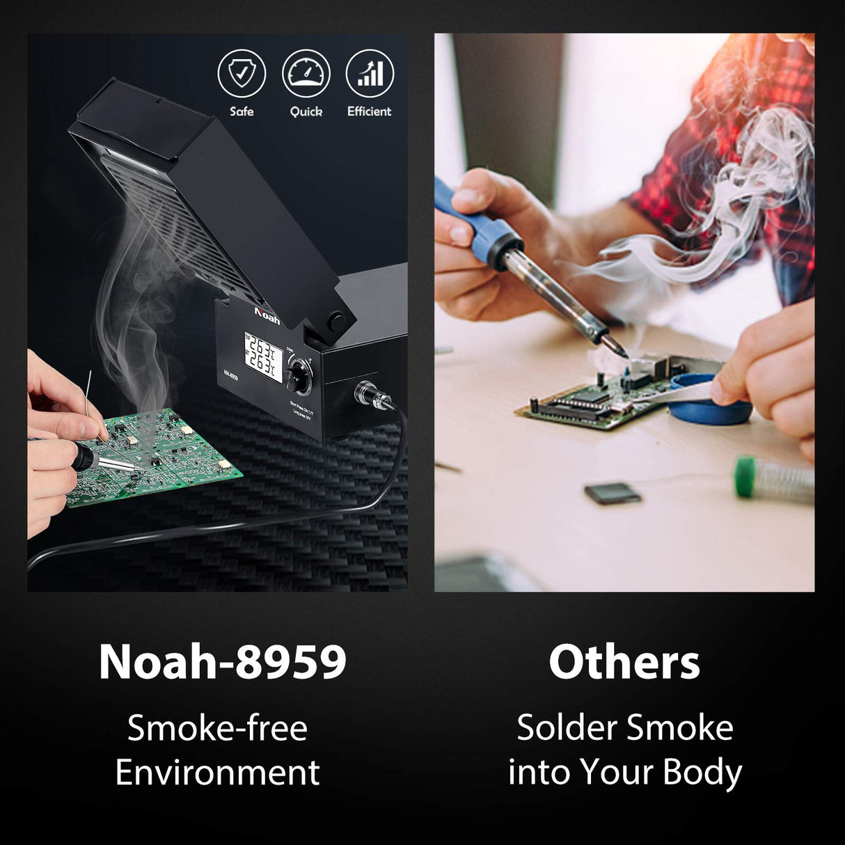 Soldering Iron Station with Fume Extractor, 80W Soldering Station, 60W Soldering Iron, Smoke Absorber, Solder Wire, LED Lighting, Fast Heating, Auto Sleep Soldering Station, LCD Digital Display Noah