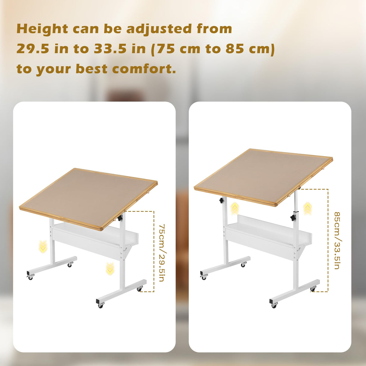 Tektalk Jigsaw Puzzle Table with LED Light, Jigsaw Puzzle Board with Angle & Height Adjustment, Wooden Plateau with Cover, Enclosed with 4 Roller Wheels, for Up to 1500 Pieces Tektalk