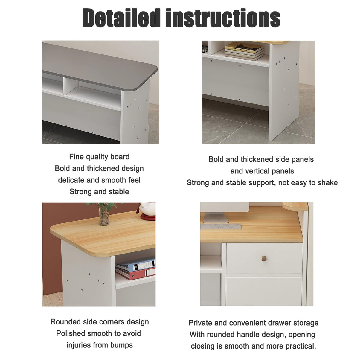 L-Shaped Reception Desk - Wooden Front Counter with Open Shelves & Drawers - Modern Retail Checkout Counter for Convenience Store, Hotel, Beauty Salon WoodArtSupply