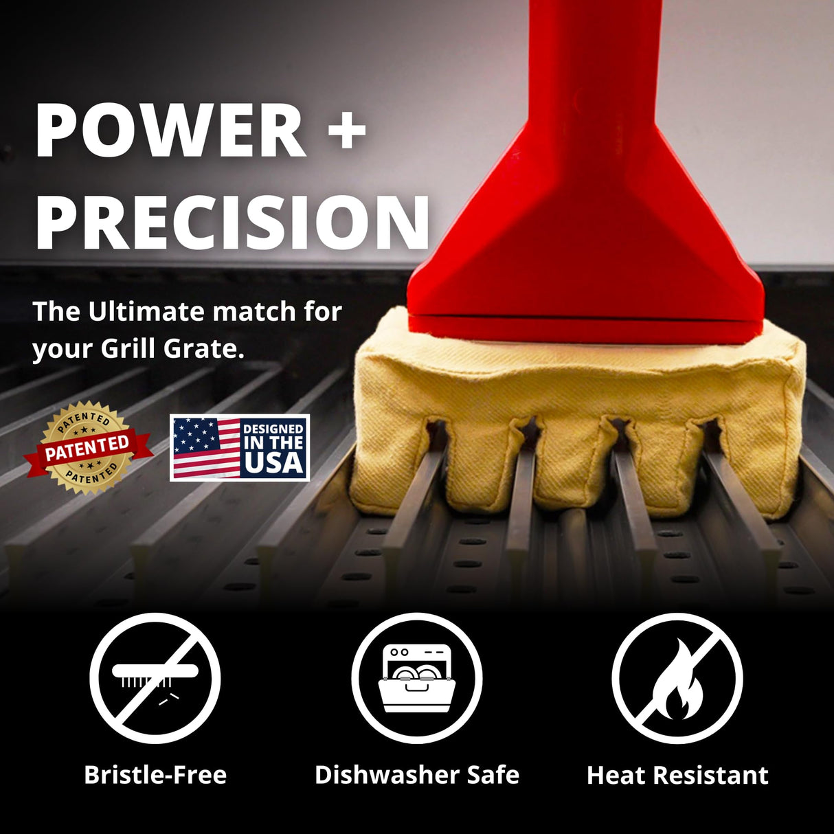 Grill Rescue BBQ Replaceable Scraper Cleaning Head, Bristle Free - Durable and Unique Scraper Tools for Cast Iron or Stainless-Steel Grates, Barbecue Cleaner (Grill Grate Brush with Scraper) Grill Rescue