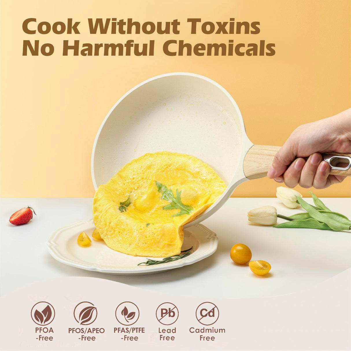 SENSARTE Ceramic Cookware Sets, Pots and Pans Set Nonstick, 14-Piece Induction Cookware, Non-toxic Healthy Non Stick Kitchen Cooking Set, with Frying Pans Set, PFAS PTFE PFOA PFOS Free SENSARTE