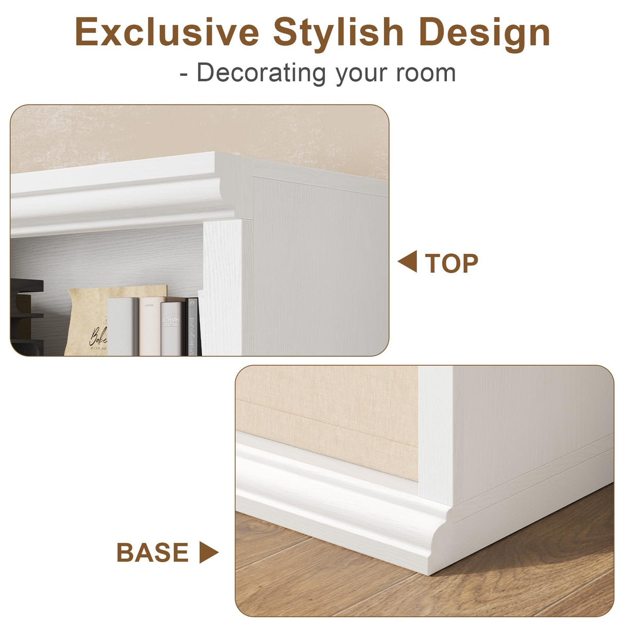 Rresyet Bookcase and Bookshelves, 28" W Tall Bookshelf with Elegant Design, 6 Tiers Spacious Book Storage, Freestanding Book Organizer, Display Library Shelf for Home Office, Living Room & Study Room Rresyet