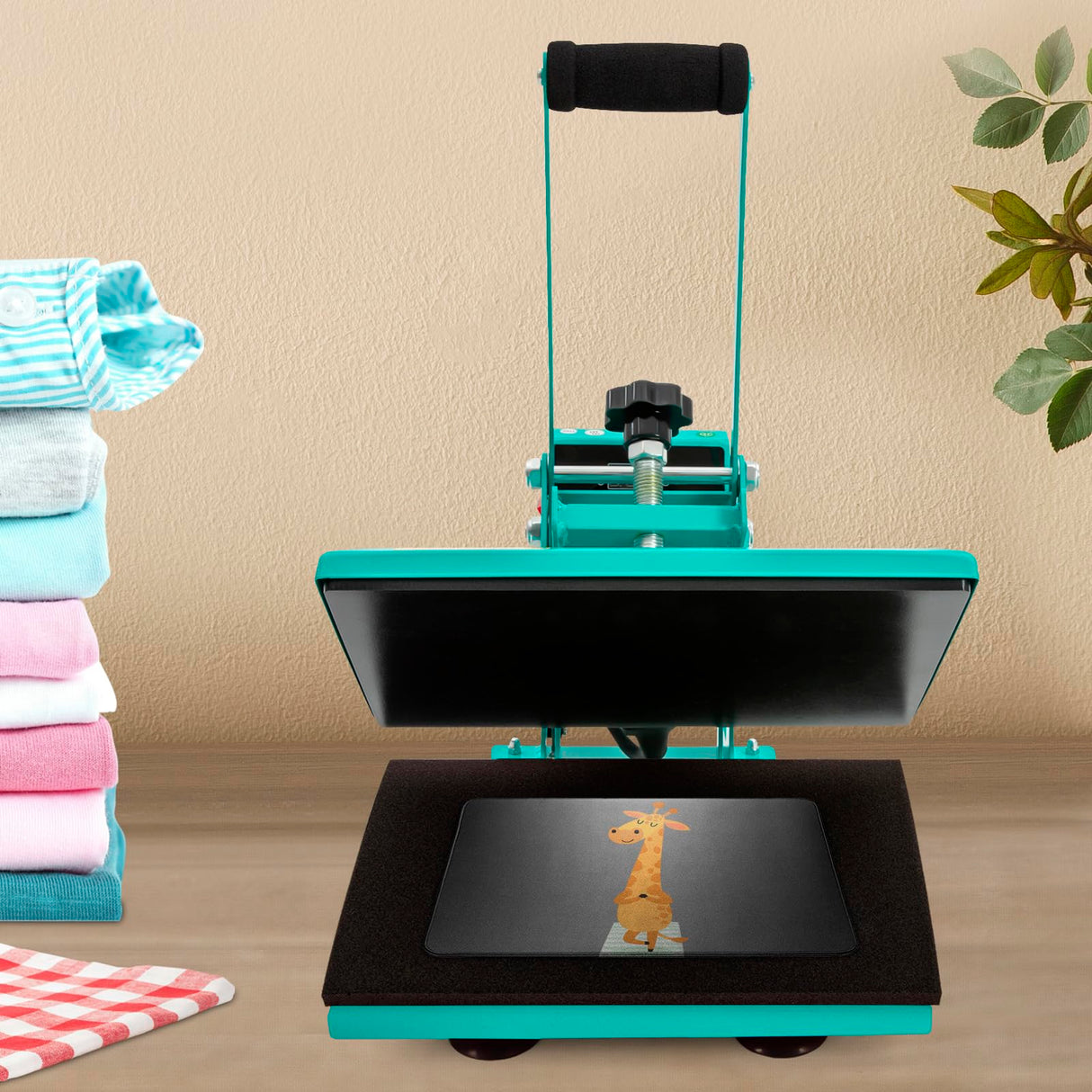 Heat Press Machine for T-Shirts Industrial Spray Molding Heat Transfer Press with 4 Tubes Heating Sublimation for Stores, Pillows, Mugs, Phone Cases, Clamshell Heat Press Machine for T-Shirt(Blue) LiaoDaza