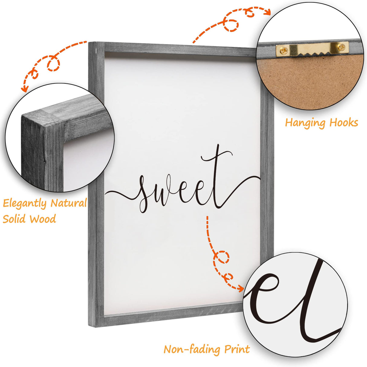 Set of 3 Framed Farmhouse Sweet Dreams Sign 11x14” Above Bed Wall Decor for Bedroom Decor Wall Art Wood Signs (11"x14", Gray) Houmury