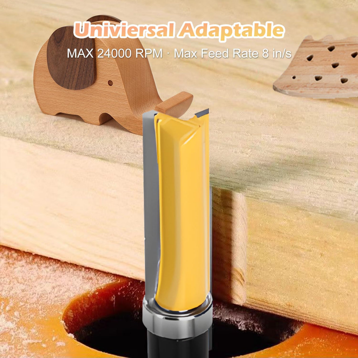 Router Bits Set 1/4 Shank, 4 Flush Trim Router Bits, 4 Pattern Flush Trim Router Bits, Router Bit with a Bearing Prevent Tearing, Wood Milling Cutter for Trimming 8PCS GearCan