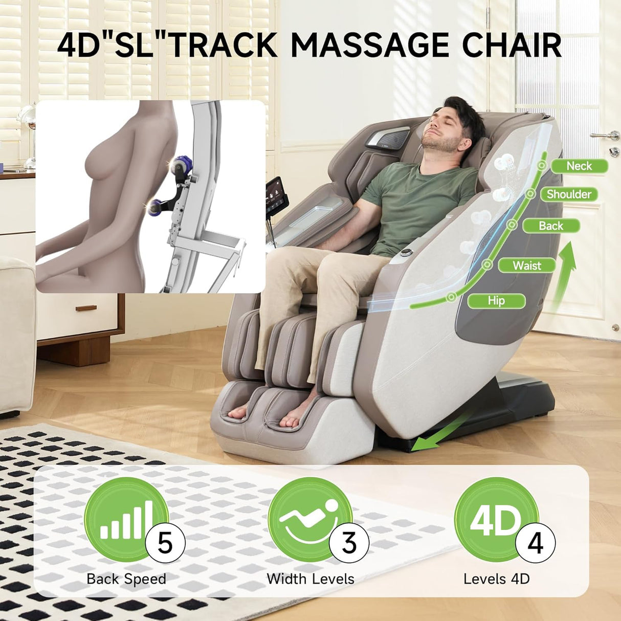 Real Relax 4D Massage Chair Full Body, Zero Gravity Recliner with Negative Ion Purification, Aromatherapy, 20 Auto Modes, Yoga Stretching, Touch Screen, Foot Rollers, Wireless Charger, PS5200 Brown Real Relax