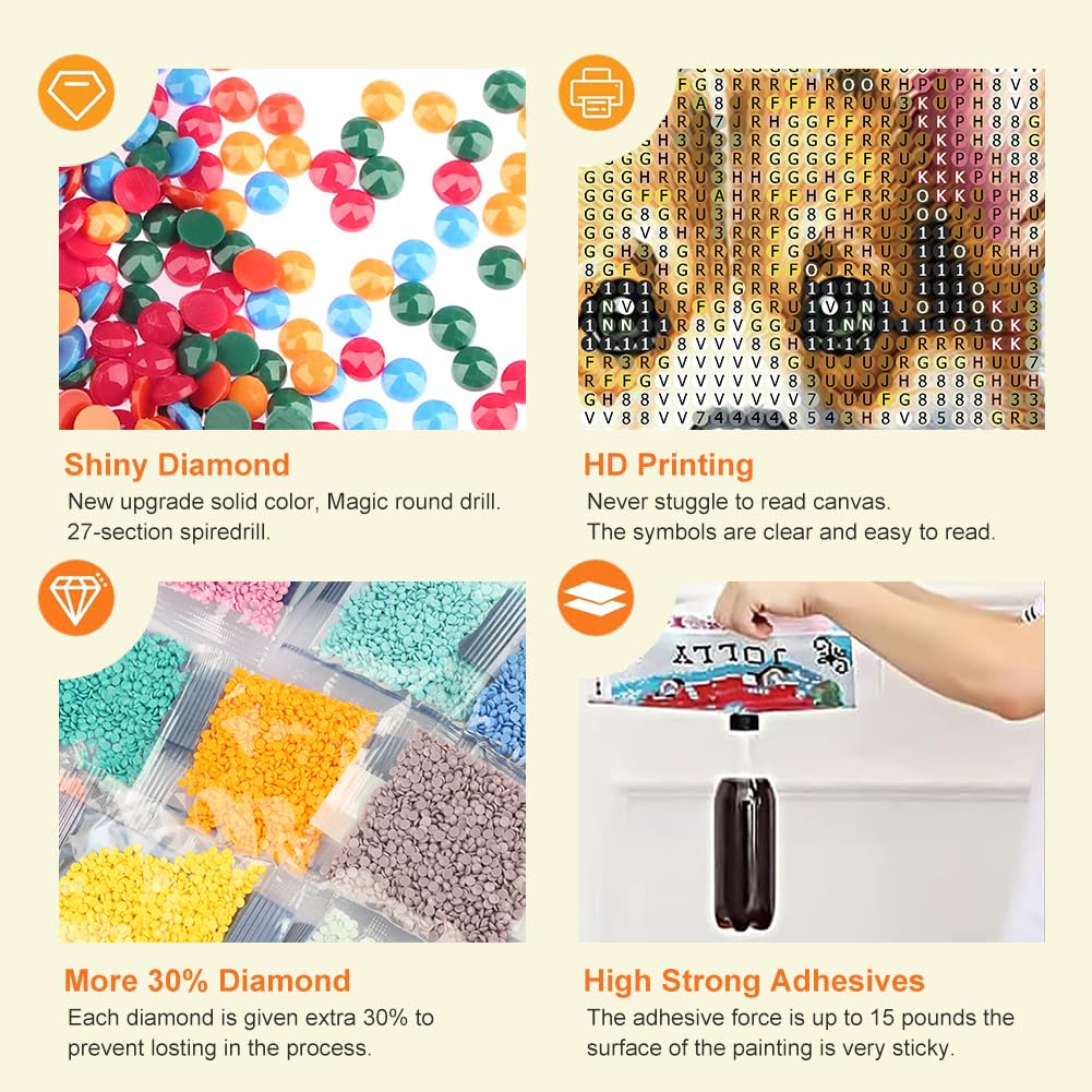 Anuver Dog Diamond Painting Kits for Adults, 5D DIY Diamond Art Kits for Beginners, Full Drill Diamond Painting Kits for Home Wall Decor, 12x12 Inch Anuver