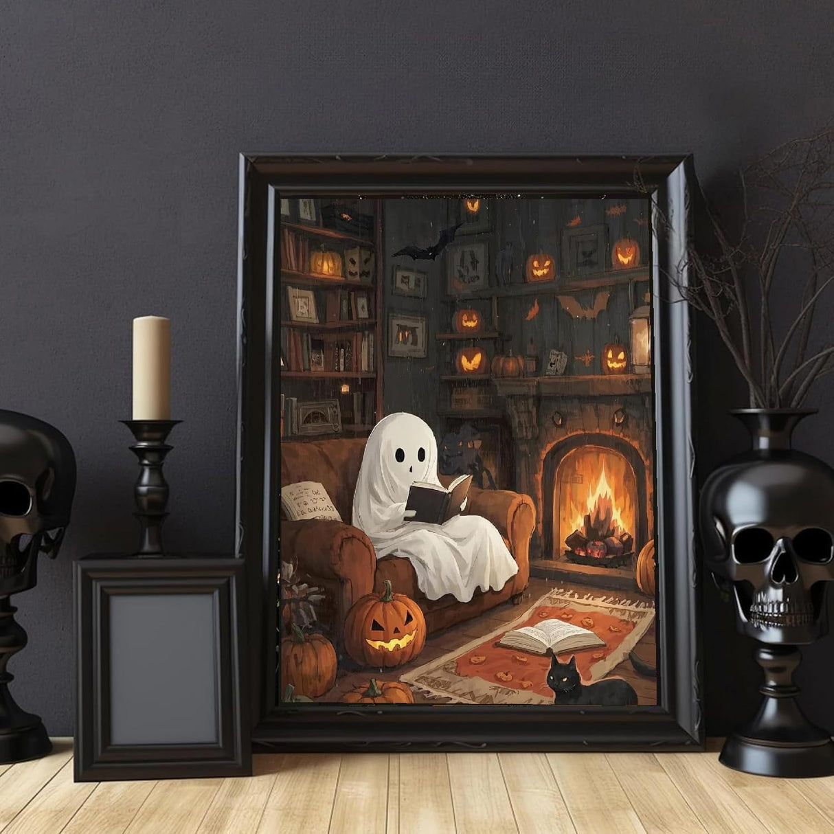 CEUHROG Ghost Paint by Numbers for Adults Beginner, Halloween Paint by Number on Canvas Without Frame, DIY Read Ghost Acrylic Painting for Gift Home Wall Decor (16x20 inch) CEUHROG