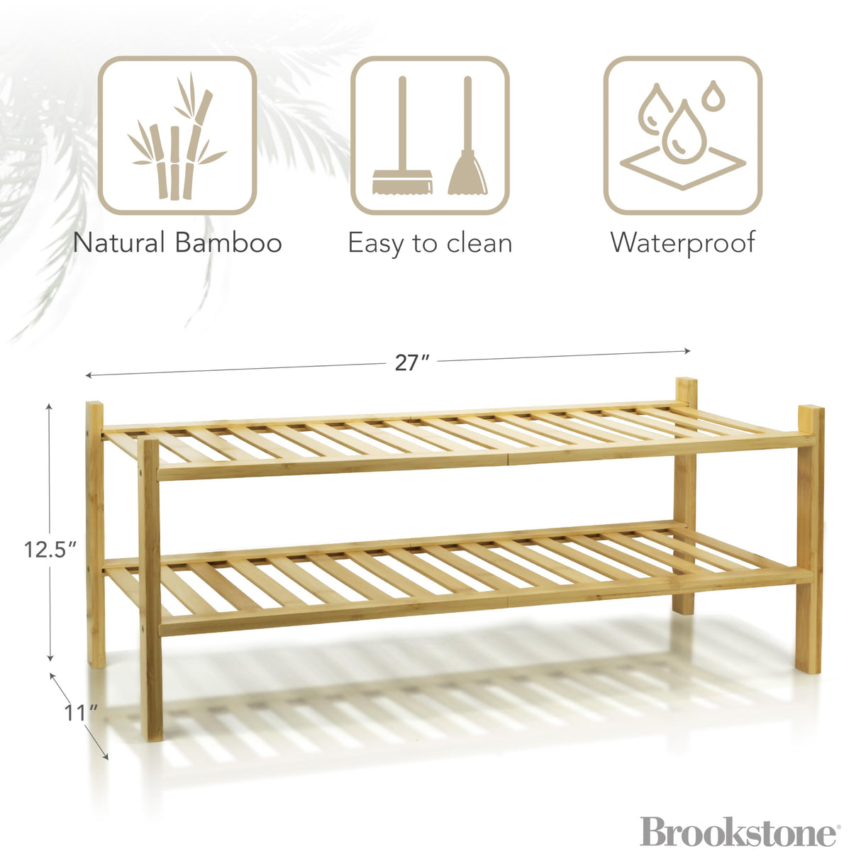 Brookstone, 2 Tier Bamboo Shoe Rack, Minimalistic Boho Wooden Shoe Organizer, Efficiently Fits 6 Pairs, Sustainable & Eco-Friendly for Small Spaces Brookstone