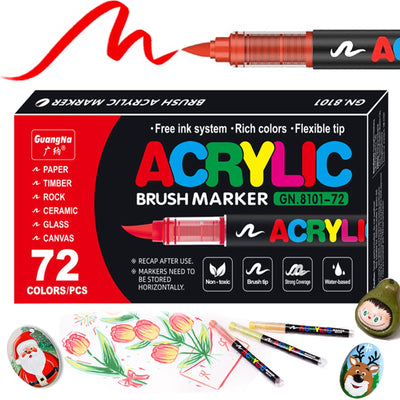 KsopiaVobs 72 Color Acrylic Paint Pens, Soft Brush Tip Acrylic Paint Markers,Quick-Drying Waterproof Acrylic Markers for Canvas, Rock Painting, Wood, Stone, Glass, Ceramic, Fabric Painting, DIY Crafts