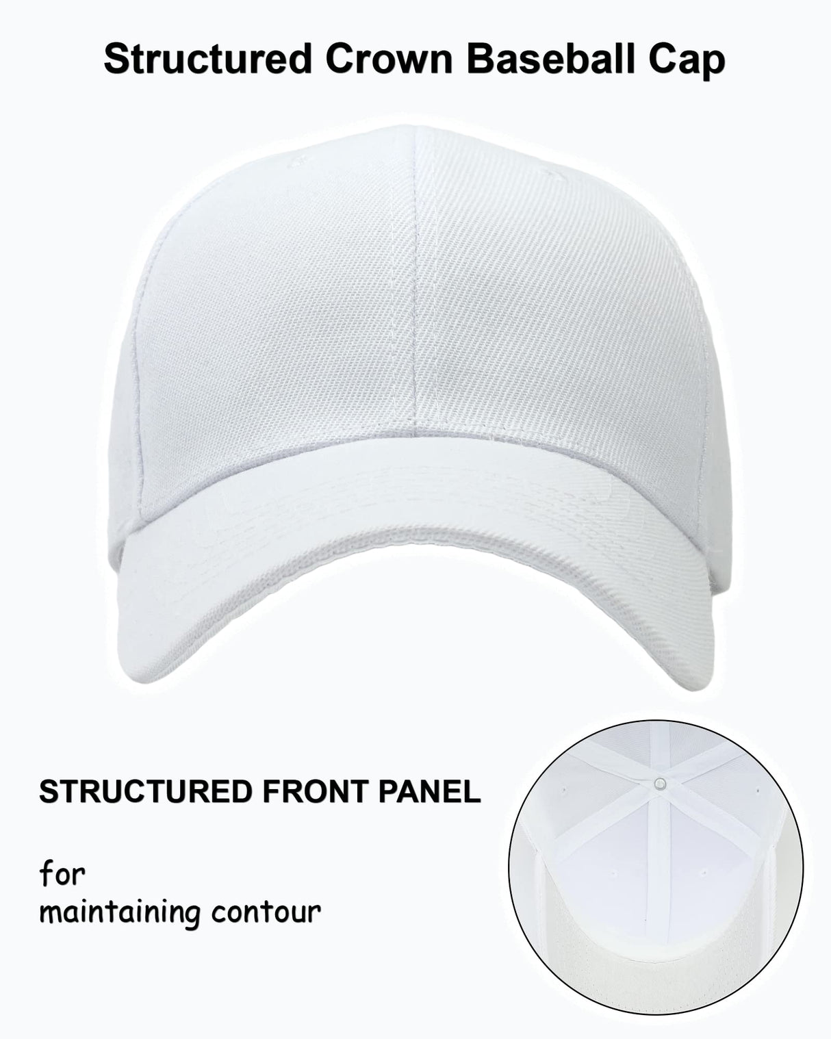 Utmost Structured Baseball Cap with Adjustable Closure - Performance Hat for Outdoor Activities and Custom Embroidery (1pc White) Utmost