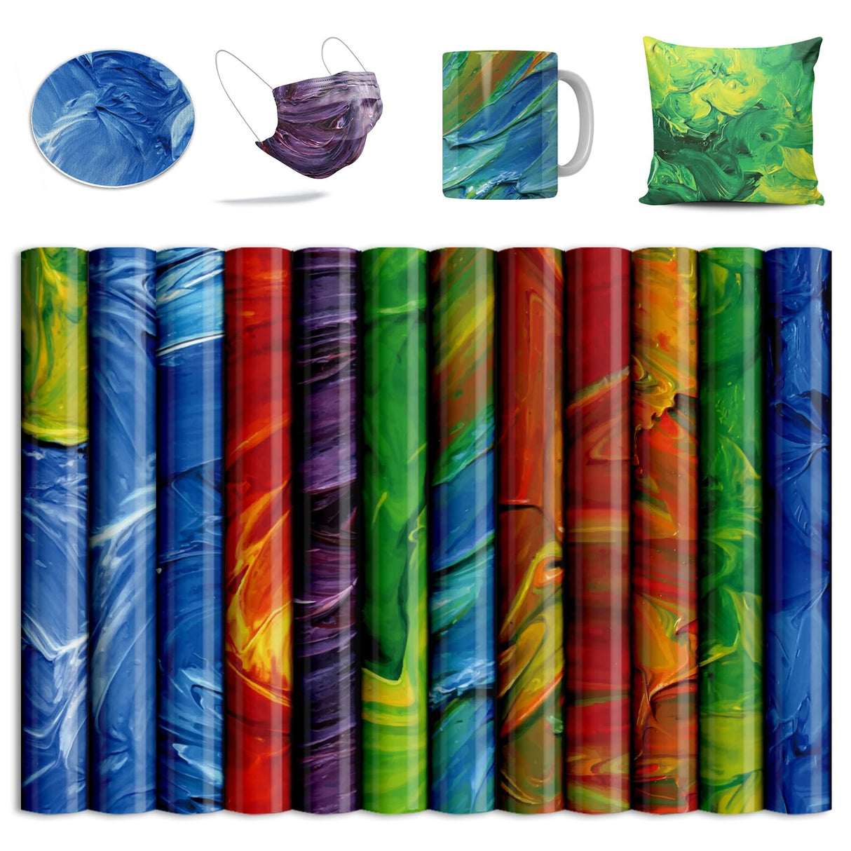 Sublimation Transfer Sheets, 12 Pcs 12x12" Pumping Pattern- Pre-Printed Sublimation Paper for Mug Heat Press, Coaster Blanks, DIY T- Shirts Lucky Goddness