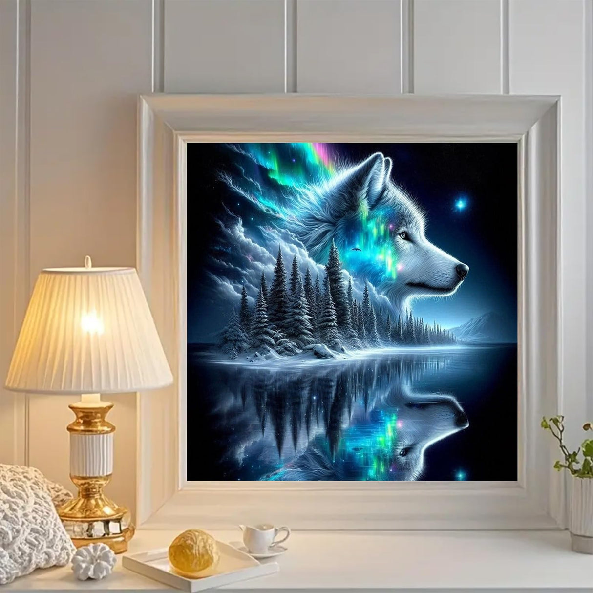 NWQZBYHT Forest Wolf Diamond Art Kits for Adults,5D Diamond Painting Kits for Adults,Round Full Drill Diamond Dots Gem Painting Kits for Beginner Picture Crafts Home Wall Decor 13.78x13.78 Inch NWQZBYHT