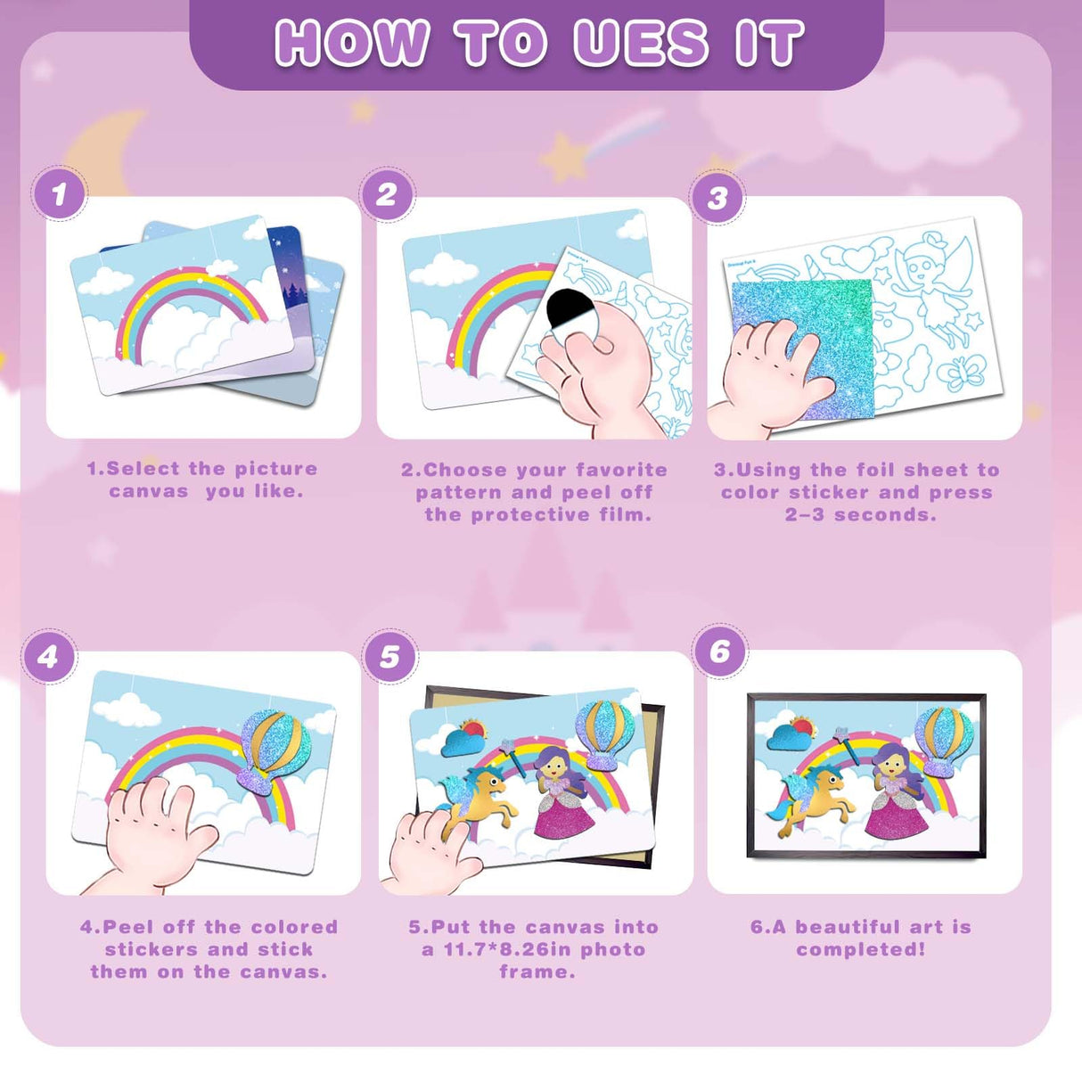 SOOVSY 200 Sheets Princesses & Unicorns Foil Art Fun Kit for Kids, Foil Art Craft DIY Creative Activity Gift Travel Toys for 4 5 6 7 8 9 Years Old Kids Girls Boys(Unicorns & Princesses) SOOVSY