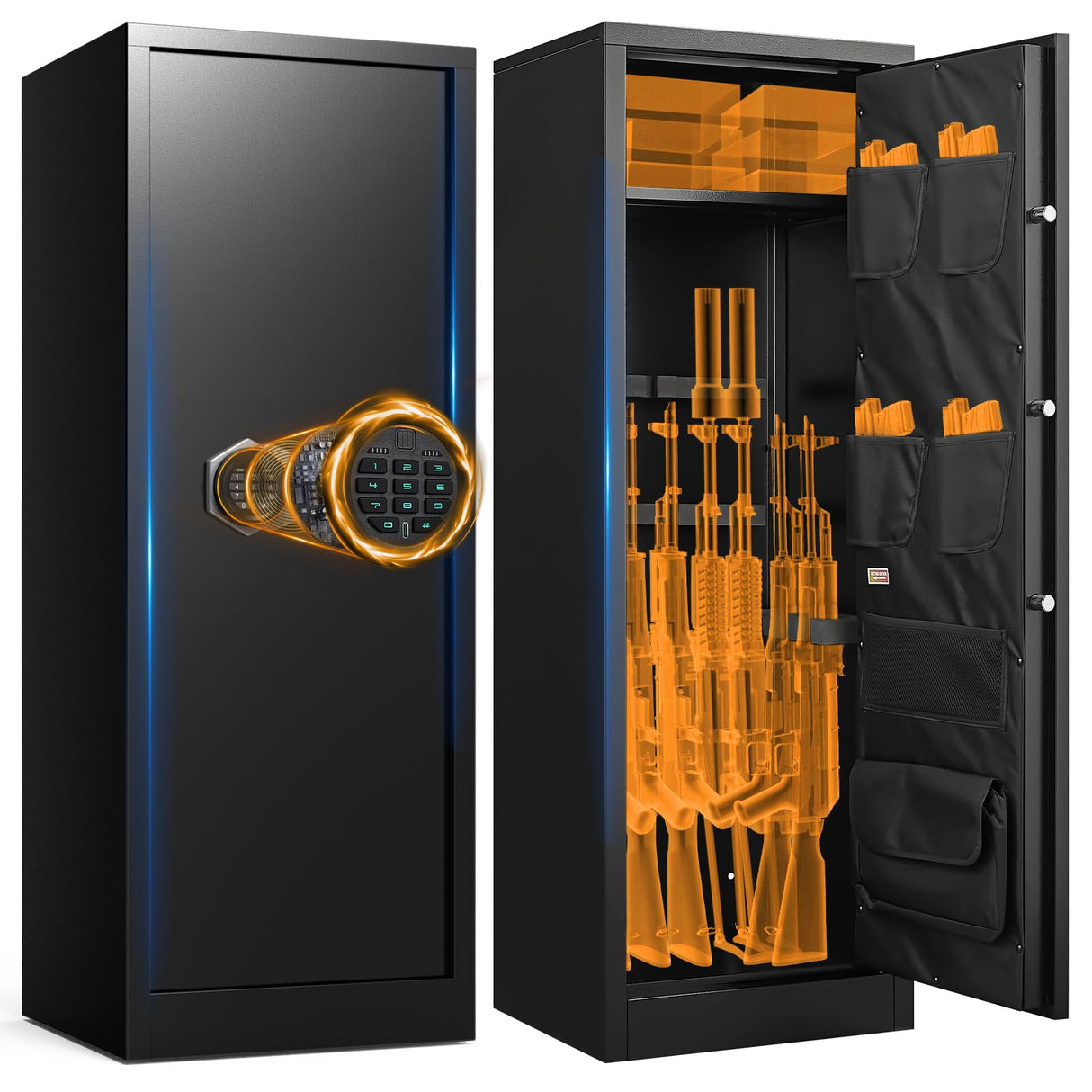 ANXINWEI 10-12 Gun Safe, Large Gun Safe for Rifles and Pistols, Quick Access Rifle Safe for Home, Dual Alarm Gun Cabinets for Rifles and Shotguns, Long Shotgun Safe with Mute Mode ANXINWEI