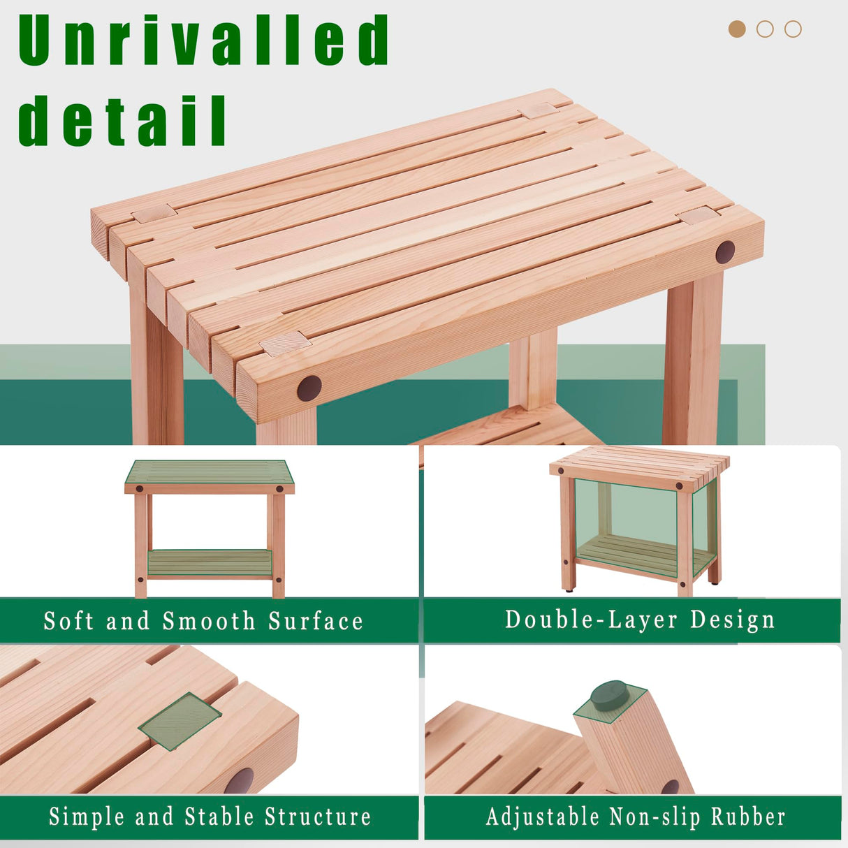 bingaai Cedar Wood Shower Bench 22" - Strong, Soft, Insulating, and Elegant Bathroom Bench for Comfortable Showers and Storage, Cedar Sauna Bench, Perfect for Spa, Patio & Garden Use bingaai