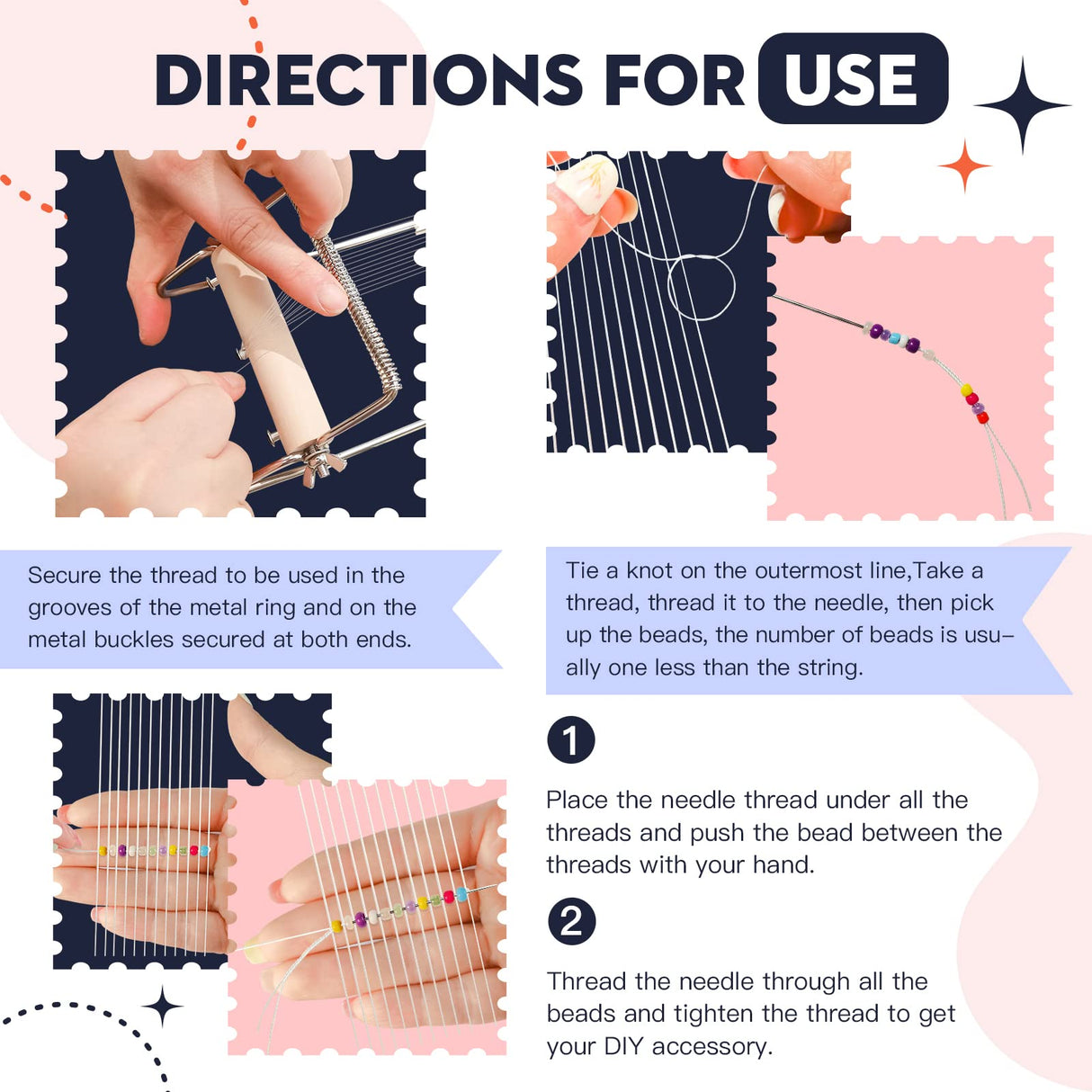 INDIVSHOW Adjustable Bead Loom,Seed Bead Loom Kit Includes Thread,Beading Needles, 8000 Grains Czech Beads,Calipers, Thimble,Yarn Scissors for Adults Kit,Bracelet Making Kit INDIVSHOW