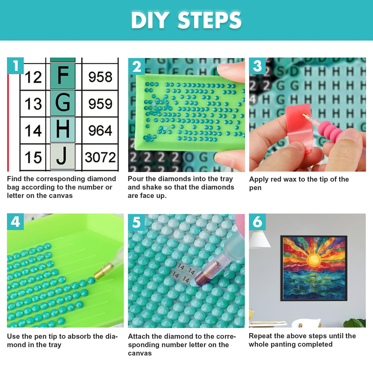 MAXBYE Sunrise Diamonds Painting Kits for Adults, Ocean Wave Diamond Art Kits for Adults, DIY 5D Full Round Drill Diamond Art Painting Gem Art Kits for Home Wall Decor 12x12inch MAXBYE