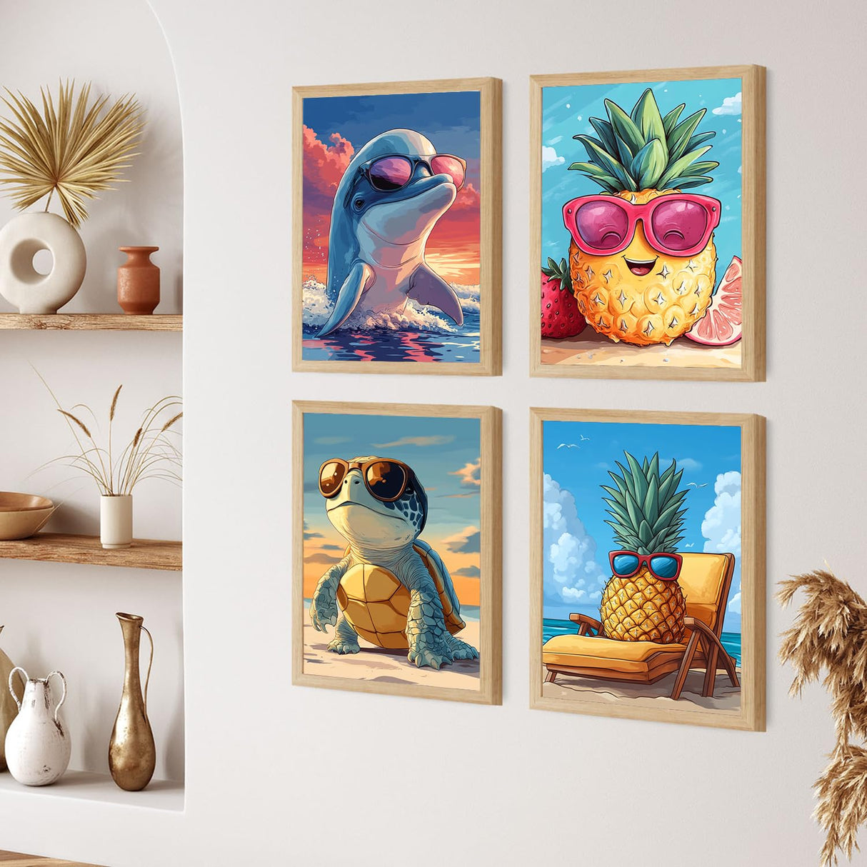 ZXQL 4 Pack Sea Turtle Paint by Numbers Kit for Adults Beginners, 12" Wx16 L Dolphin Paint by Numbers for Adults Rolled up Canvas for Painting Home Decor Creative Wall Art with Nice Gift Box ZXQL