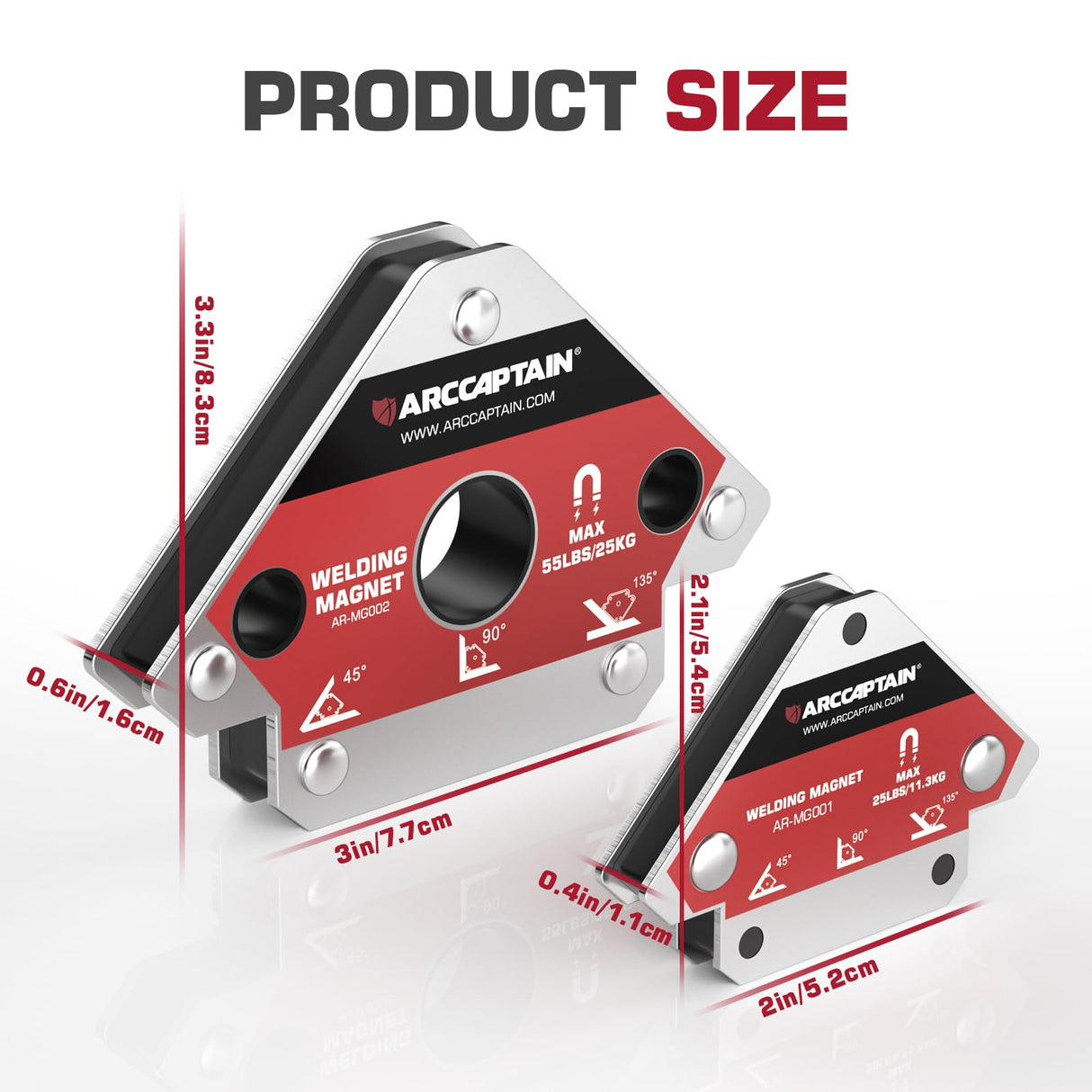 ARCCAPTAIN Welding Magnets 25LB&55LB 4Pcs Welding Magnet Set, Magnetic Welding Holder, Holding Power Welding Accessories ARCCAPTAIN