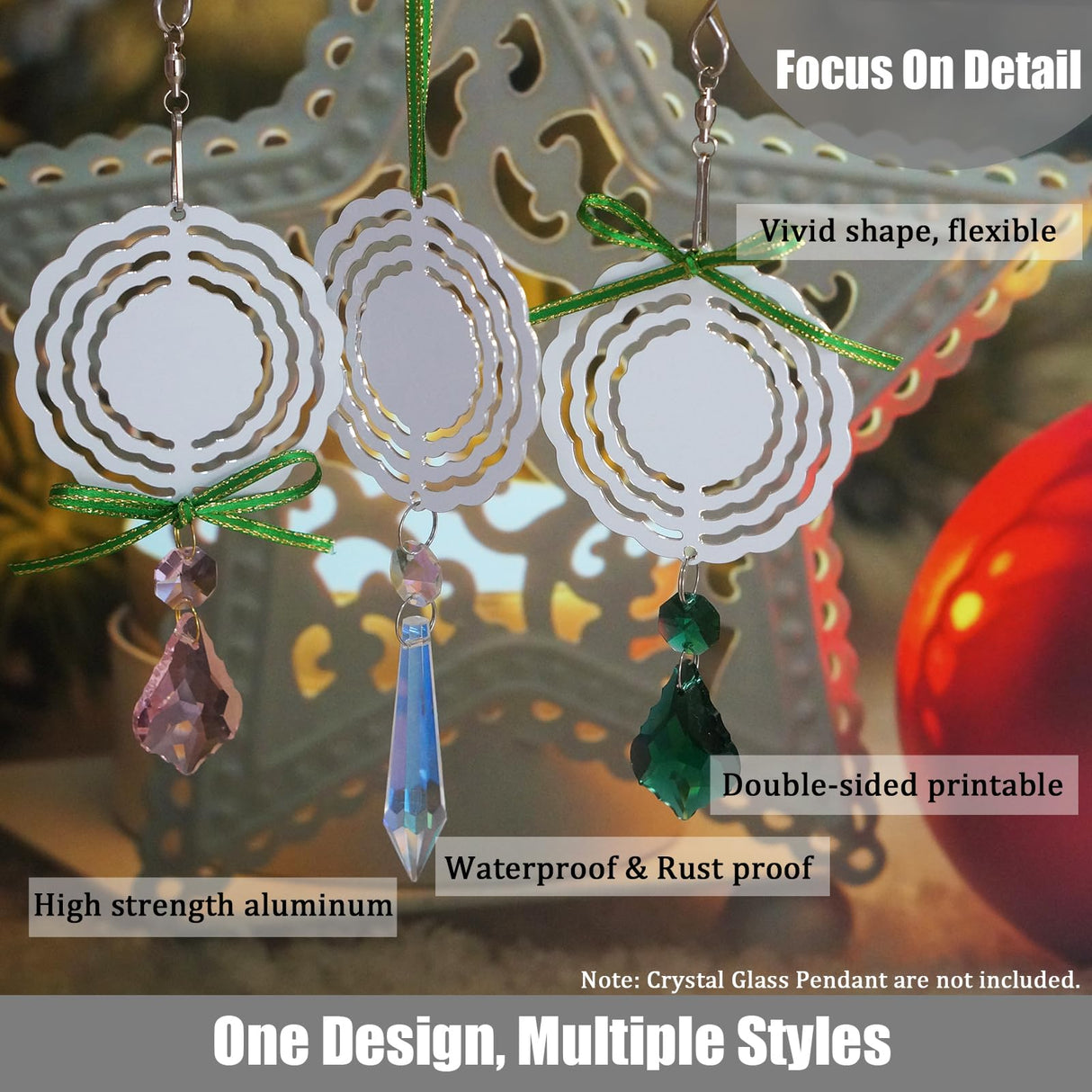 WindMage 12 Pack 3inch Sublimation Wind Spinner Blanks 3D Aluminum Metal Wind Sculpture Kinetic Spinners for Yard Garden Indoor Art Ornaments Xmas Hanging Decoration (Classics) WindMage