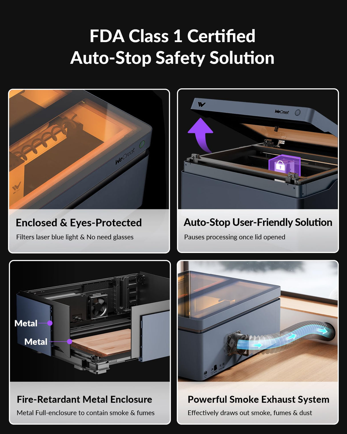 WECREAT Vision 40W Laser Cutter with Fume Extractor, 4 in 1 Rotary, Air Assist, Laser Bed, Fully Enclosed Diode Desktop Laser Engraver Machine for Acrylic Wood Metal Leather Craft DIY WECREAT