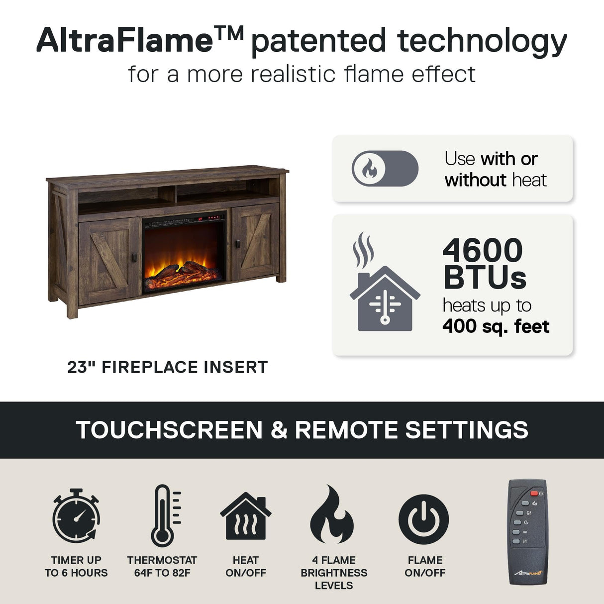 Ameriwood Home Farmington Electric Fireplace Console for TVs up to 60", Rustic Ameriwood Home
