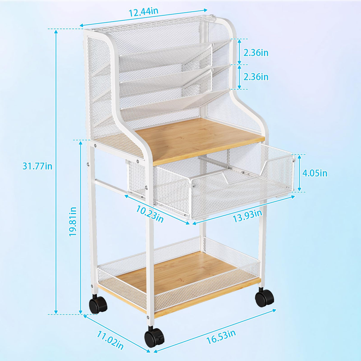 Rolling Craft Cart with Drawer, White Small Utility Cart, Metal Storage Cart with Lockable Wheels, 6 Tiers Paint Organizer for Art Supplies, Store for Brushes Paints Artifacts Small Parts JKsmart