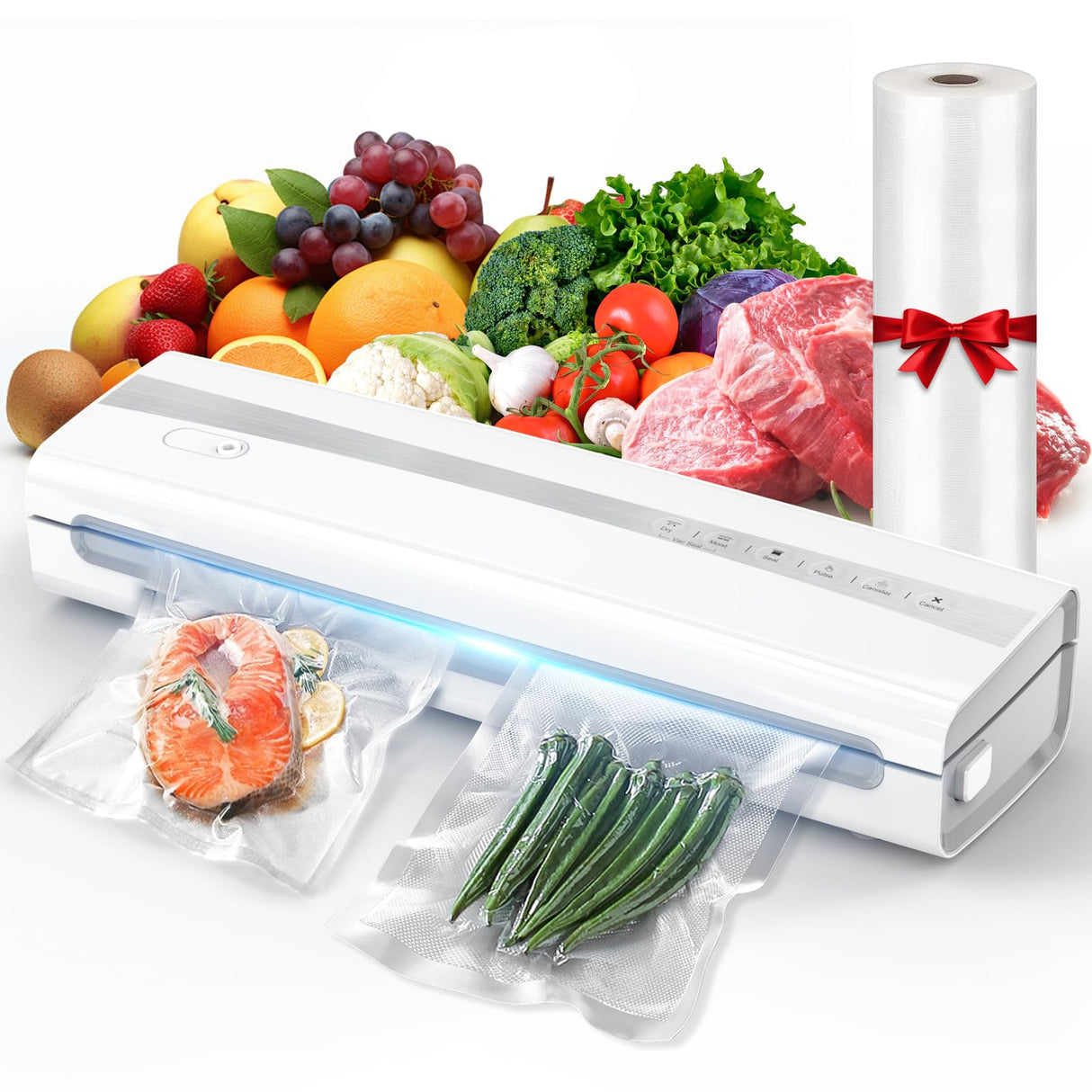 Powerful Vacuum Sealer Machine,Precision Vacuum Sealer Machine With Bag Cutter,Compact Design with 5 Meters Vacuum Seal Rolls,Dry/Moist Compact Full Automatic Food Sealer kejector