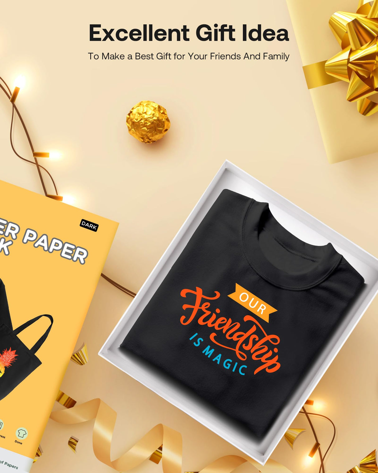 Hiipoo Heat Transfer Paper for T Shirts 25 Sheets, 8.5"x11" Printable Heat Transfer Vinyl for Inkjet Printer Iron on Transfers for Dark Fabric Hiipoo