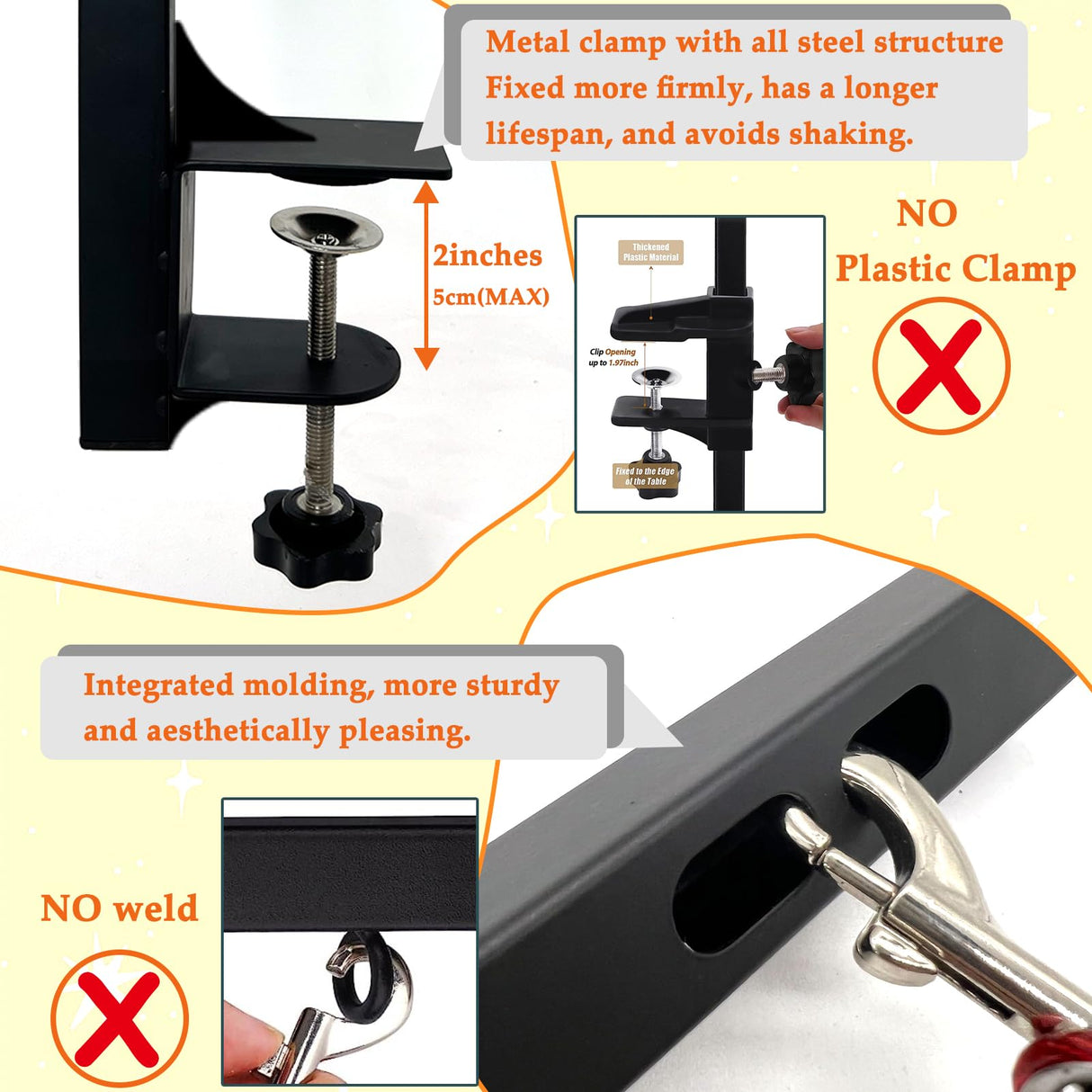 NEECONG Dog Grooming Arm with Clamp, 36” Dog Grooming Table Arm Height Adjustable Two No Sit Haunch Holder Three Section Design Suitable for Medium, Small Dogs, and Cats NEECONG