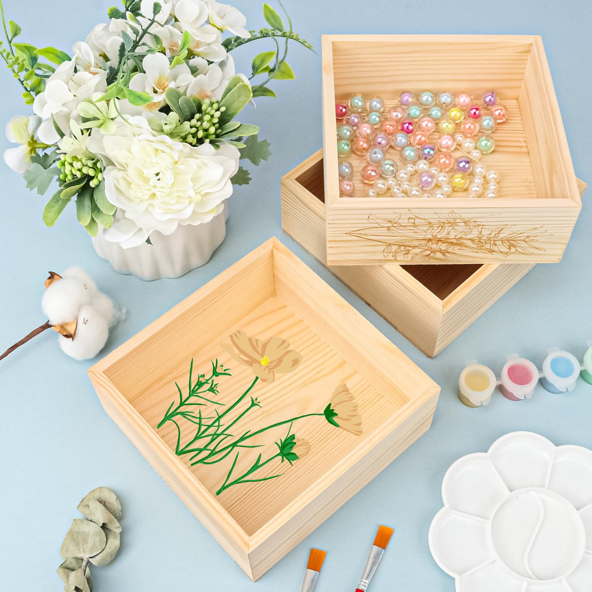 IHDYPPEW 10 Pack 6 x 6 Inches Unfinished Wooden Boxes, Small Unfinished Square Wood Box Bulk, Small Wooden Box for DIY, Jewelry Storage, Home Decor, Succulent Plant Pot IHDYPPEW