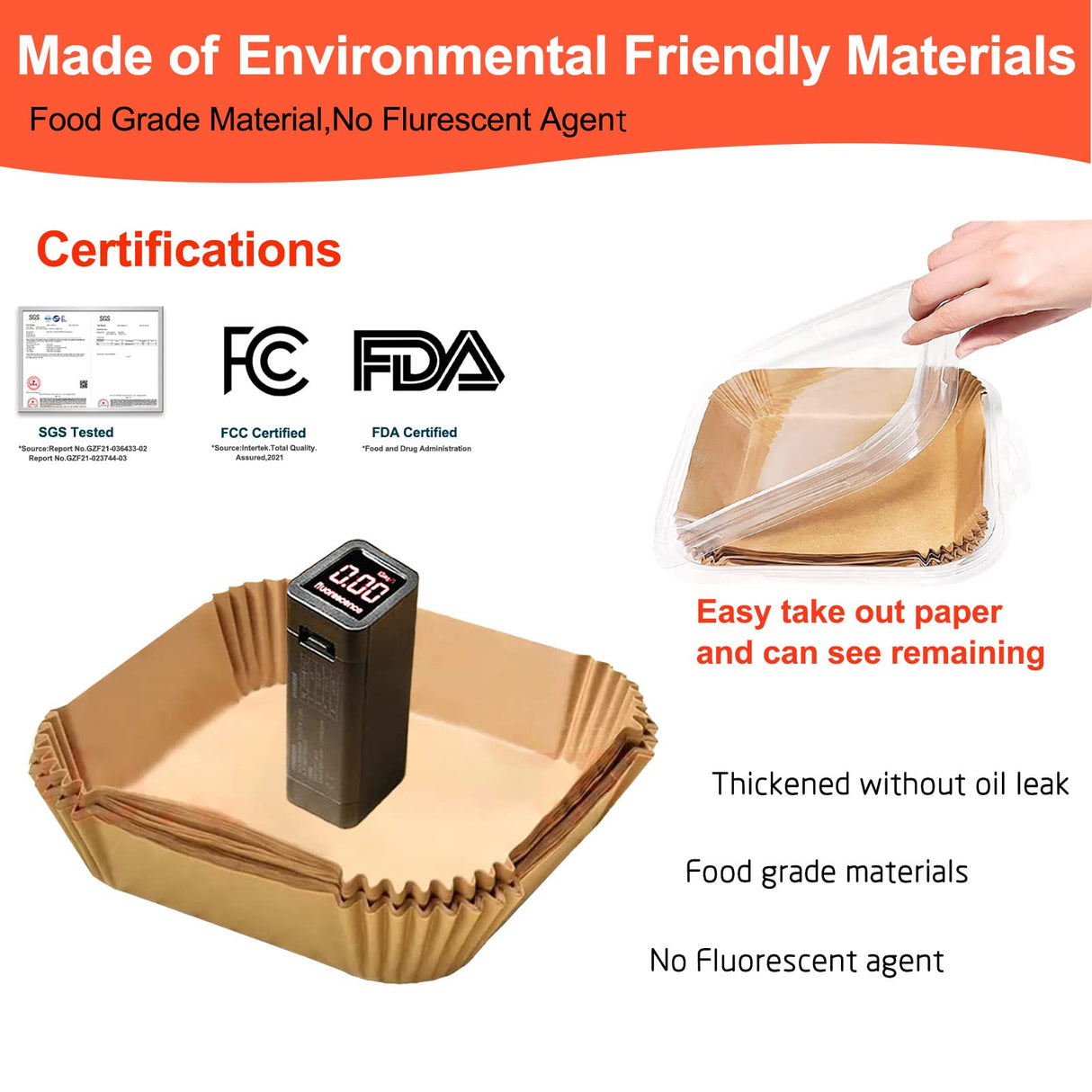 Air Fryer Liners Disposable Square 9 Inch, 125 Pcs Large Square Air Fryer Paper Liners for 6-10QT Air fryer, Non-stick Parchment Paper for Frying, Baking, Cooking, Roasting and Microwave LHSHAD