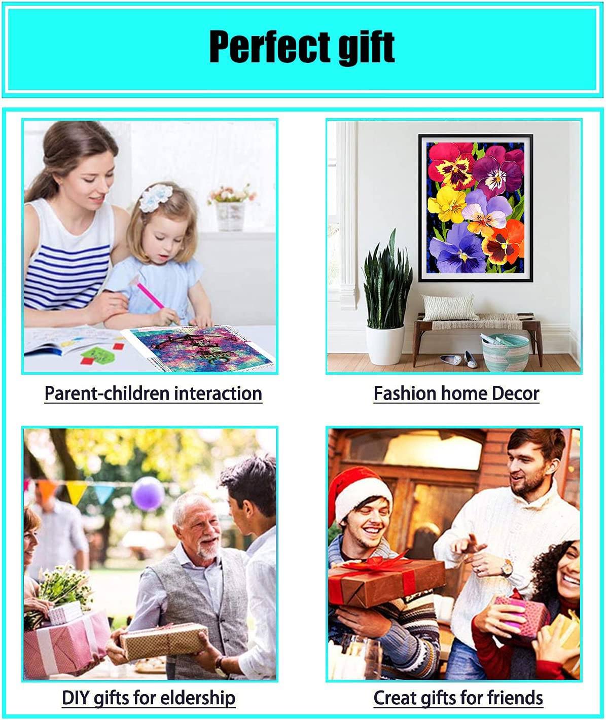 Diamond Art Painting Wildlife Animal Wall Decor Sea Otter & Pup Baby (4) Kit for Adults Full Drill Diamond Art Painting by Number Kits Gem Art Wall Home Decor(15.8 x11.8inch) WoodArtSupply