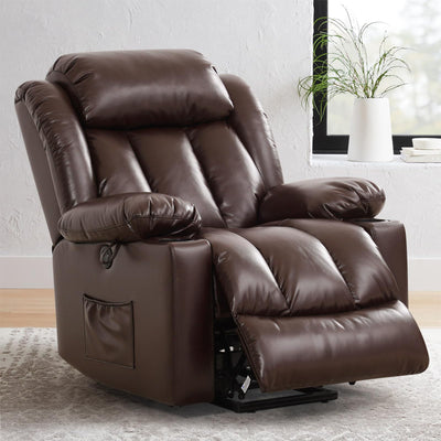PARKOL Power Lift Recliner Chair for Elderly Breathable Leather Recliner Chair with Massage and Heat for People Limited Mobility,2 Cup Holders,Electric Stand Assist,USB Ports,Gifts for Family (Brown)