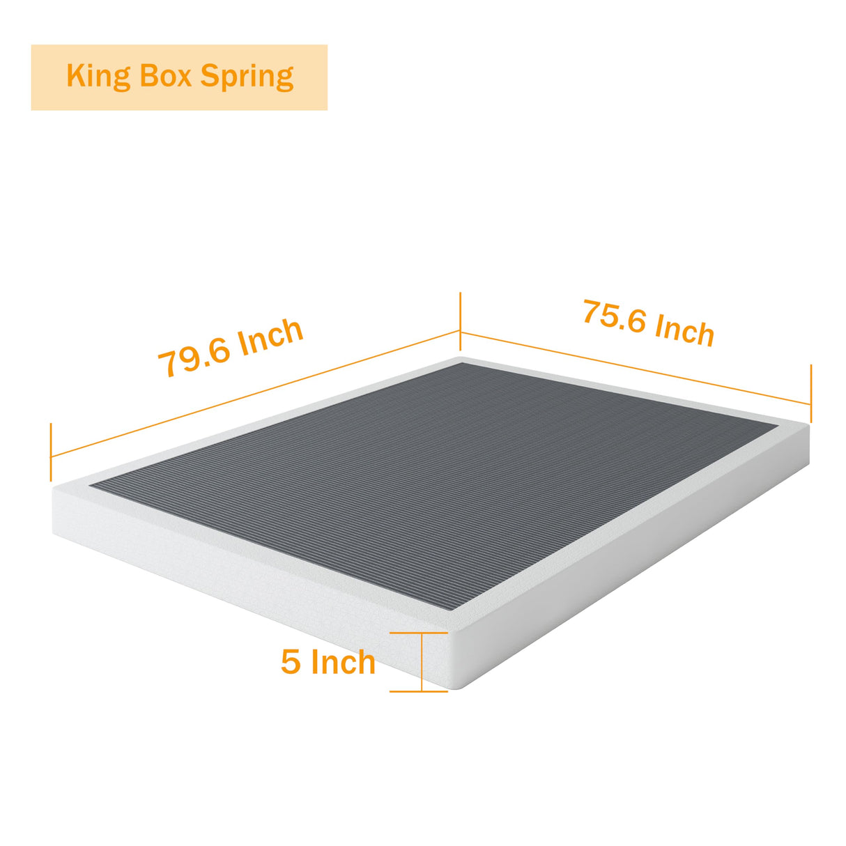 SHLAND King Box Spring, 5 Inch Box Springs King Size Basics Bed Base, Mattress Foundation, Black Heavy Duty Metal Structure with Cover, No Noise, Easy Assembly SHLAND