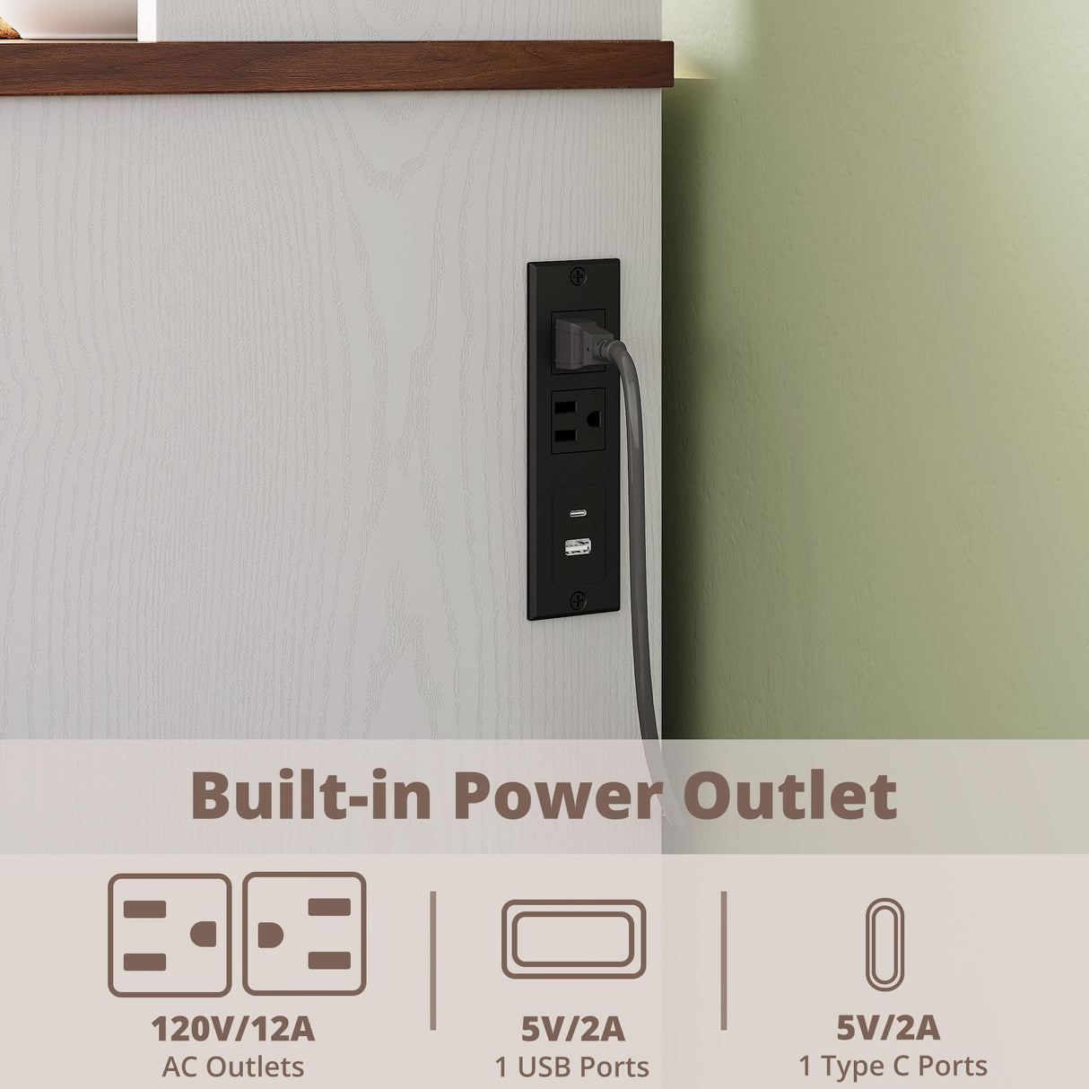 IRONCK 72" Kitchen Pantry Storage Cabinet, Farmhouse Kitchen Hutch with Microwave Stand & Charging Station, Freestanding Tilt Out Trash Can Cabinet for Dining Room, White IRONCK