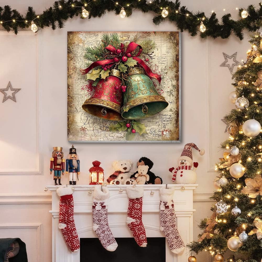 VIGEGU 4 Pack Christmas Paint by Numbers Kit for Adults with Framed,Deer Bell Lantern Gnome Paint by Number with Wooden Easel DIY Adult Painting by Number Kits for Wall Decor for Wall Decor 12x12in VIGEGU