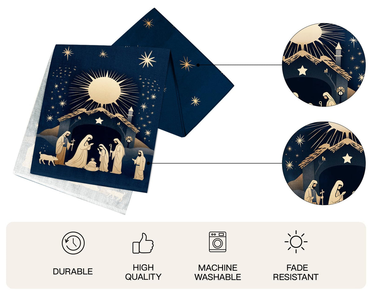 WRAPAHOLIC Christmas Table Runner - 13 x 72 Inch - Seasonal Winter Xmas Holiday Farmhouse Style Kitchen Dining Table Decoration for Indoor Outdoor Home Party - Nativity WRAPAHOLIC