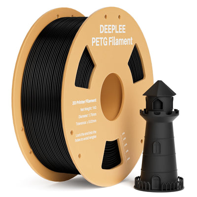 DEEPLEE PETG 3D Printer Filament 1.75mm 1KG, Dimensional Accuracy +/- 0.02 mm, High Toughness & Impact Resistance PETG Filament Fits FDM 3D Printers, Black