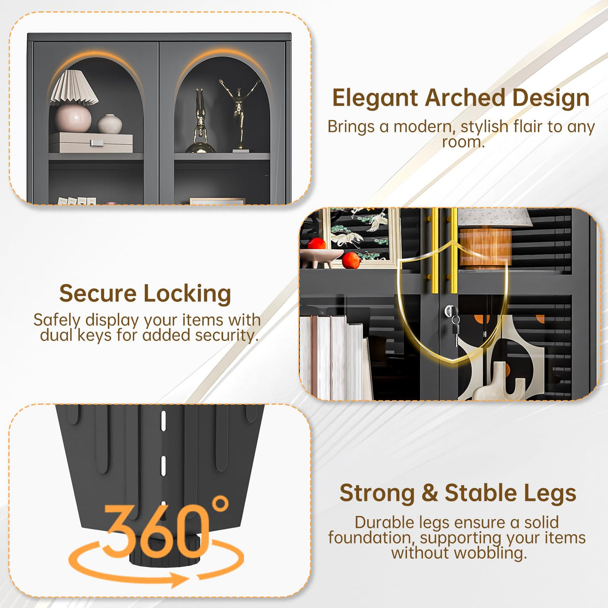 baoliwo 61" H Locking Display Cabinet with Glass Door, Tall Storage Cabinet with 3 Adjustable Shelves, Metal Curio Cabinet Multi-Purpose Display Case for Collectibles Living Room baoliwo