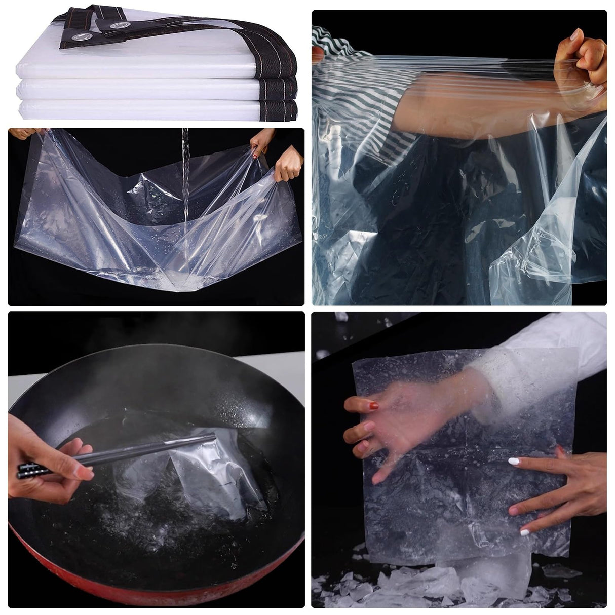 RAUMPA 8x10 ft Clear Plastic Vinyl Tarp with Grommets, Heavy Duty Waterproof Tarps and Sheeting for Chicken Coops, Patios, Greenhouses, Balconies, Gazebos, Porches, and Winter RAUMPA