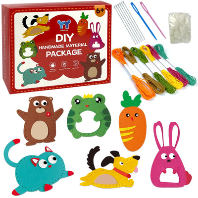 LURVUO DIY Doll Sewing Toys, Animal Sewing Kit for Kids Beginner Arts & Crafts Felt Sewing Craft Kits Educational Toys Sewing Kit for Kids Boys Girls Childrens DIY Crafting and Sewing