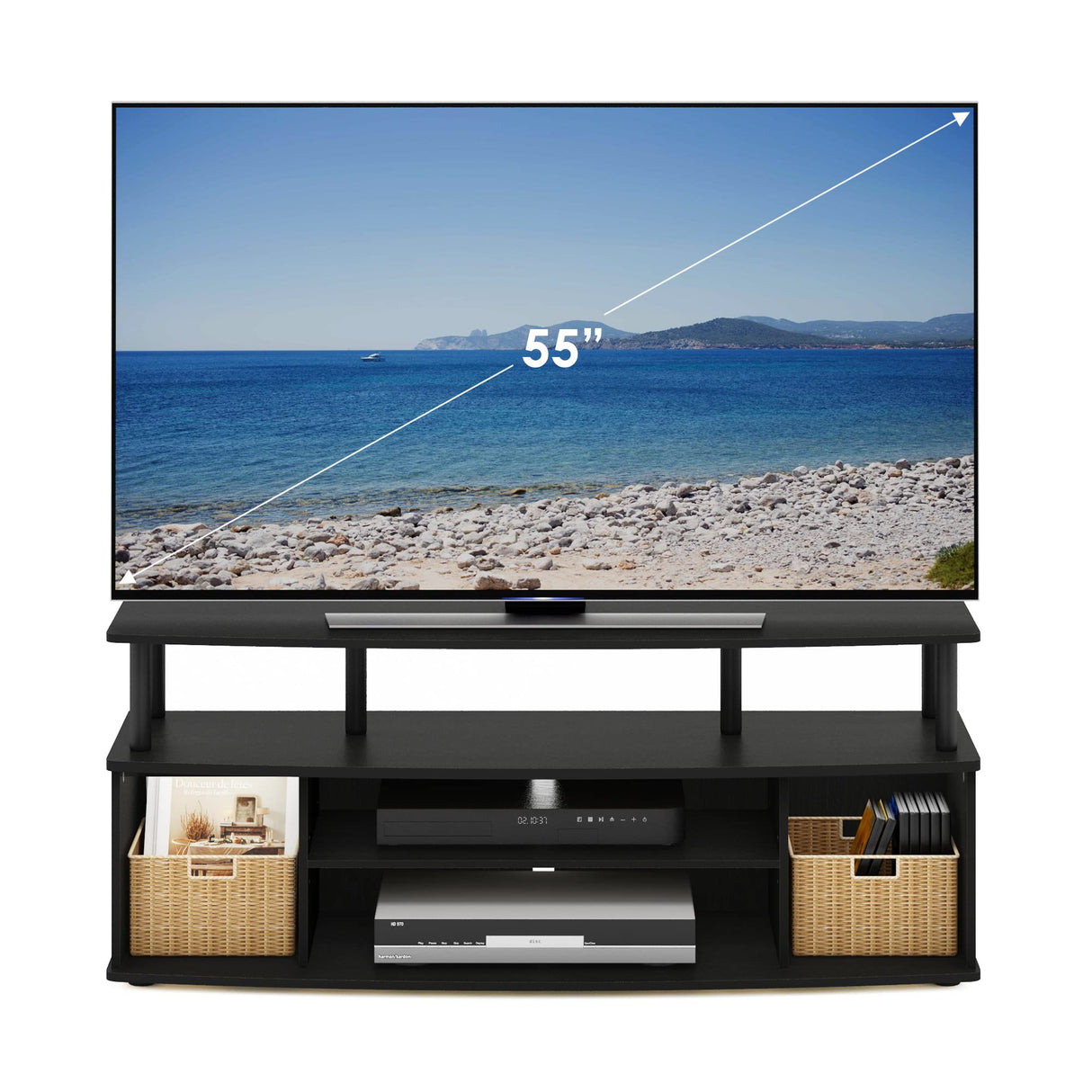 Furinno Jaya Large Entertainment Center Hold up to 55-in TV, Inches, Blackwood Furinno