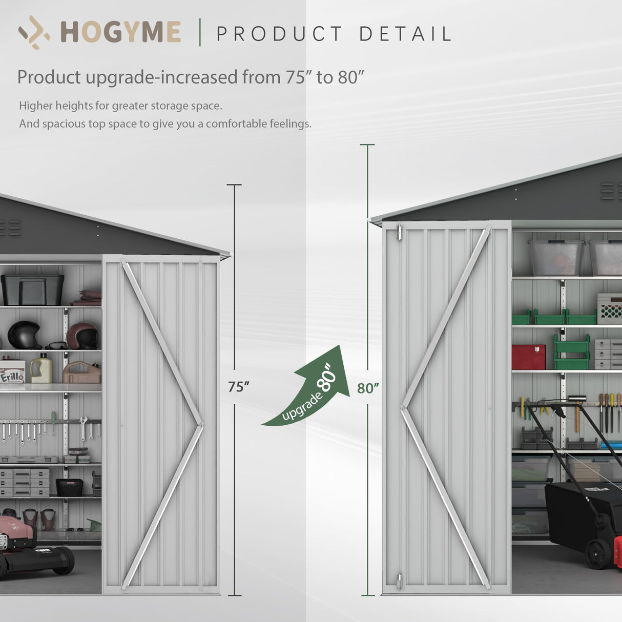 HOGYME 10x12 FT Outdoor Storage Shed, Large Metal Tool Sheds with Updated Frame Structure and Lockable Doors, Garden Shed for Backyard Garden Patio Lawn Grey HOGYME