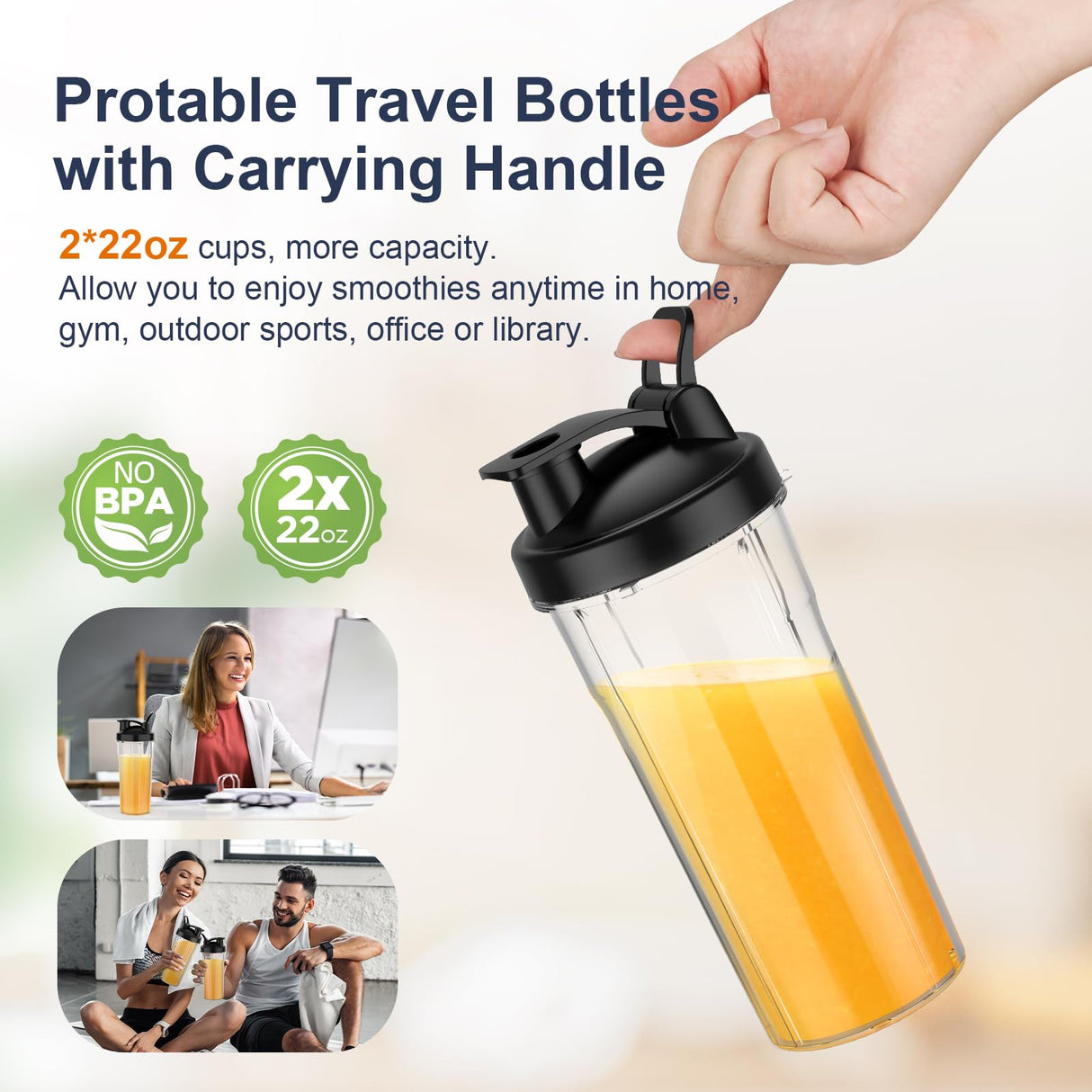 KOIOS Smoothie Blender, 900W Personal Blender for Shakes and Smoothies Kitchen with 2 No-BPA 22oz Portable Blender Cups, Single Serve Smoothies Maker Mixer for Juices, Nutritious Recipe (Grey Blue) KOIOS