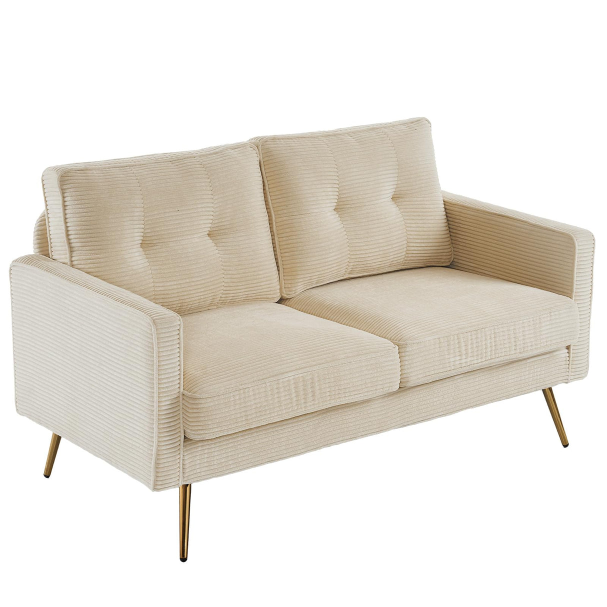 VINGLI 56" Modern Beige Loveseat,Small Corduroy Sofa Couch Deep Seat for Living Room,2-Seater Loveseat Sofa for Bedroom,Apartment,Office,Dorm,Small Space VINGLI