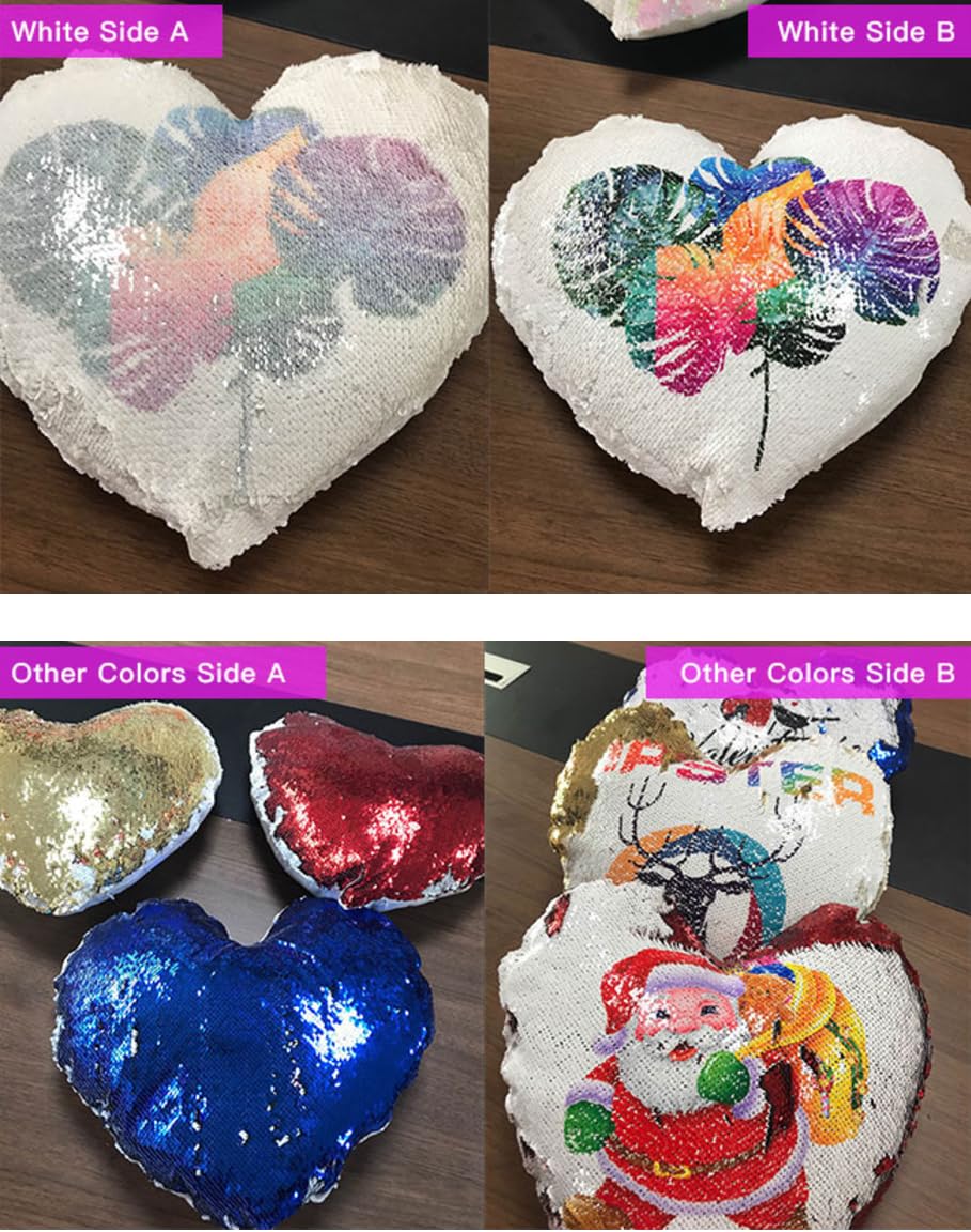 FOKOCALI 10PCS Sublimation Pillow Cover Mixed Color Square Blank Reversible Sequin Magic Swipe Cushion Case 15.75 x 15.75in US Stock FOKOCALI